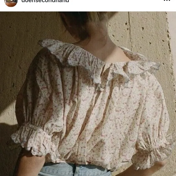 Doen Cream Ruffled Puff Sleeve Blouse - Picture 10 of 11